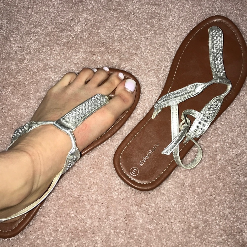 Xhilaration Silver Thong Sandals